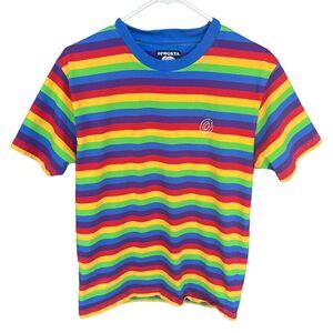 Odd Future OFWGKTA Shirt Mens Medium Kidcore Rainbow‎ Short Sleeve Striped